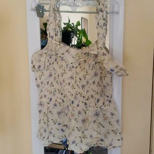 Old Navy ruched front floral print blouse